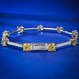 Bracelet de bracelet de bracelet en diamant Topaz Classic 100% Bracelets de mariage en argent sterling réel 925 pour femmes bijoux de fiançailles nuptiales