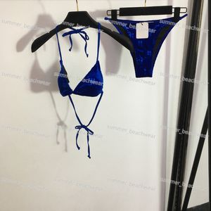 Klassieke Lace Up Bikini Designer Gedrukt Halter Badpak Sexy Bh Slip Pak Voor Vrouwen Zomer Strand Surfen Sneldrogend Badmode