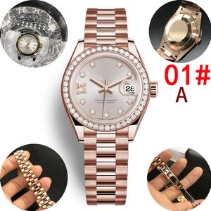 Reloj clásico para mujer, de lujo, de 28 mm, mecánico, automático, inoxidable, taladro eléctrico, borde de estrella, taladro pequeño.