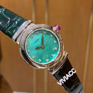 Klassieke damesjurk cz vierkant diamanten horloge witte wijzerplaat zwart groen leer natuurlijk parelmoer schelphorloges 28 mm