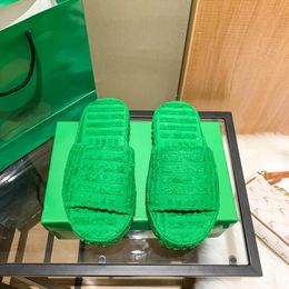 Klassieke nieuwste mode-slippers voor vrouwen groene handdoek Slipper Casual Soft Shoes Maat 34-41