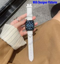 Klassieke lederen horlogeband voor Apple Watch Band 49 mm 45 mm 41 mm 44 mm 40 mm 38 mm 42 mm Designer driehoekig naamplaatje Band voor iwatch se 6 7 8 9 5 4 3 2 1 Armband band armband