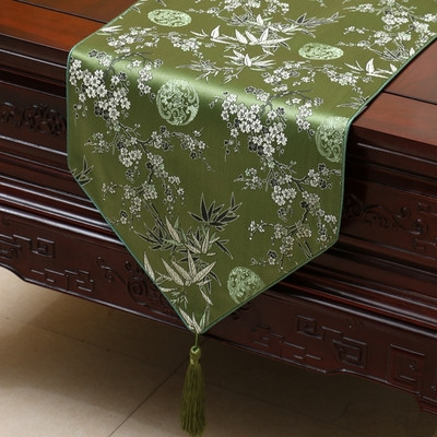 Klassischer, pflaumenfarbener Bambus-Tischläufer, modisches Luxus-Dekor, Esszimmer-Tischdecke, hochwertige Tischschutzmatten aus Seidenbrokat, 230 x 33 cm