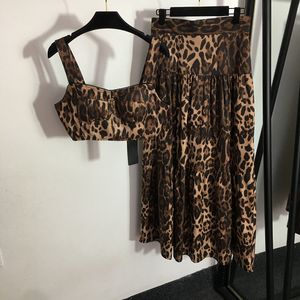 Classique léopard gilets robe deux pièces survêtements à la mode fronde hauts robes rétro imprimer filles robe survêtement vêtements