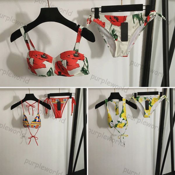 Jacquard Bikini pour femmes designer de maillot de bain dames en deux morceaux de maillot de bain sets filles vêtements de plage