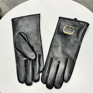 Klassieke lederen leren handschoenen Designer dames winterwarme handschoenen Hoge kwaliteit outdoor fietshandschoenen met vijf vingers