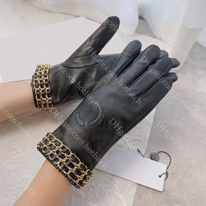 Gants en cuir avec lettres classiques pour femmes, gants de styliste, gants de cyclisme chauds d'hiver, à la mode, gants à cinq doigts, cadeau de noël