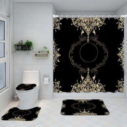 Klassieke brief bedrukte douchegordijnen ontwerper afdruk badkamer gordijn home toilet cover mat badbenodigdheden tfau