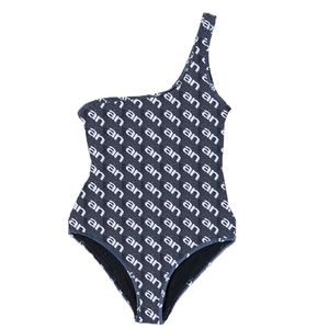 Lettre classique Swimwear imprimé élégant One épaule un morceau de maillot de bain Femme Bikini Set Vacation Beach Suif Strongy Designer Swimsuit