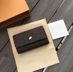 Lettre classique unisexe porte-clés marque de luxe boucle en métal rabat pliant portefeuille court portable avec porte-clés designer porte-monnaie pour hommes et femmes pochettes courtes