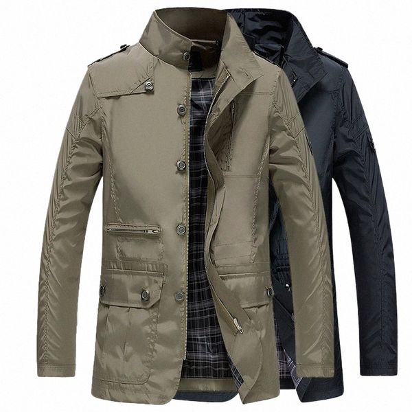 Classique Lg Hommes Trench Coat pour l'été Mince Mâle Casual Kaki Zipper 2021 Coupe-vent Streetwear Vêtements d'extérieur Baggy Varsity Jacket m5iV #