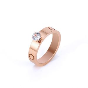 2024Classic Love Solitaire trouwring Ring voor vrouwen Menmid-vinger ringen 316L titanium staal kubieke zirkonia aneis anel bague femme designer sieraden