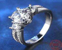 Classic Luxury 15CT CZ Diamant Wedding Engagement Anneaux pour les femmes Real 925 BILANGE FINIR SELF SILF RING BRIDAL XR0361098321
