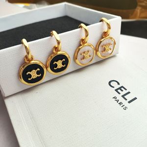 Clásico de lujo marca celi círculo pendientes de diseñador para mujer retro vintage letras de oro de 18k geometría orecchini ohrringe aretes pendiente anillos de oreja joyería niña