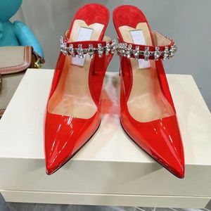 Sandales pour femmes de couleur de luxe classique hauteur de talon 10 cm chaussures habillées de mode concepteur doux et délicat décoration de diamant coussin en cuir transparent