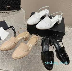 Klassieke luxe designer Peep-toe hakken sandalen dames echt lederen zwart/wit/abrikoos