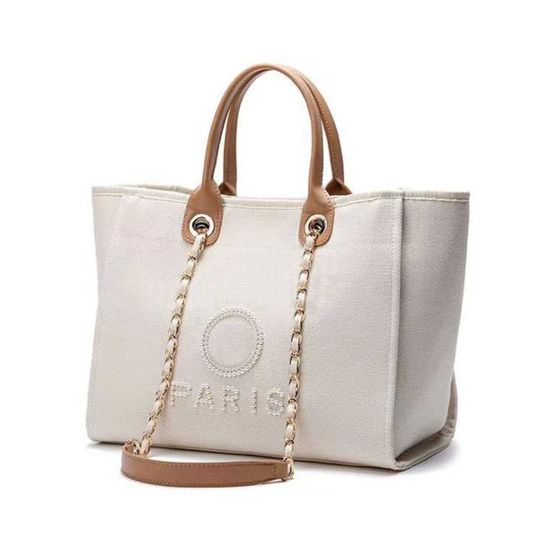 Classique Luxe Mode Perle Sacs De Plage Femmes Soirée Sacs À Main Toile Designer Marque Sac À Dos Femme Grand Shopping Grande Capacité Dames Sac Brqx