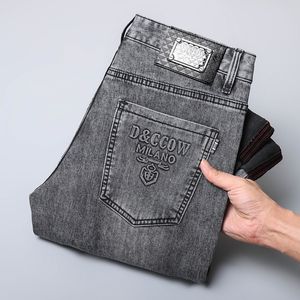 Pantalon de jean à chaud de luxe classique printemps et automne gris décontracté élastique slim jeans masculin n ° 6SPS