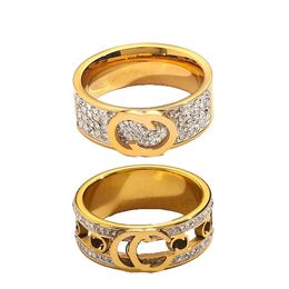 Klassieke Luxe Sieraden Ontwerper Ringen Vrouwen Liefde Bruiloft Benodigdheden Diamant 18K Vergulde Roestvrij Stalen Ring Fijne Vinger Ring Groothandel Y23102