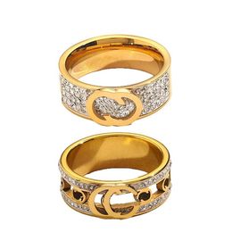 Clássico luxo jóias designer anéis mulheres amor suprimentos de casamento diamante 18k banhado a ouro anel de aço inoxidável anel de dedo fino wh190o