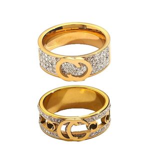 Klassieke Luxe Sieraden Designer Ringen Vrouwen Liefde Bruiloft Benodigdheden Diamant 18K Vergulde Roestvrij Stalen Ring Fijne Vinger Ring Groothandel ZG1308