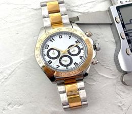 Classic Luxury Mens Watches Top Brand Men Men Gold Designer Watch Watch Stophatch Band en acier inoxydable Chronograph Movement Wristwat6762519