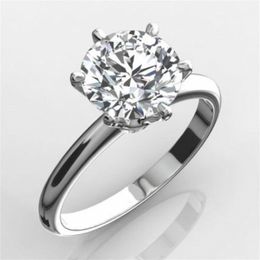 Klassieke luxe echte massief 925 sterling zilveren ring 2Ct ronde geslepen SONA diamanten bruiloft sieraden ringen verloving voor vrouwen SZ 4-10 S253K