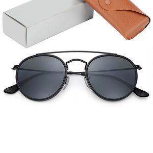 Lunettes De soleil De luxe classiques hommes femmes lunettes De soleil rondes pour hommes femmes lentilles en verre véritable avec étui en cuir Gafas De Sol