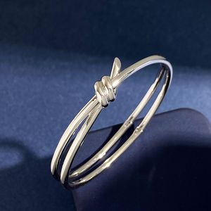 Klassieke luxe T-knoop ontwerper armband dubbele lijn touw dames minderheid 18K goud zilver glanzend dames armbanden armbanden paar sieraden Valentijnsdag cadeau