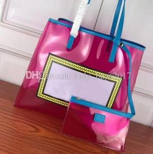 Sacs à provisions classiques pour femmes sacs à main clairs avec grande lettre sac fourre-tout Flash PVC embrayages sacs à main sac de sport Transparent
