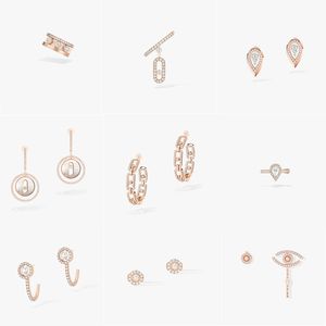 Boucles d'oreilles de créateur de mode série M classique, boucles d'oreilles de luxe romantiques, boucles d'oreilles asymétriques coulissantes à diamant unique de haute qualité, bijoux cadeaux d'anniversaire pour femmes