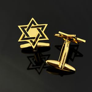 Klassieke Magen David Star Joodse mannen Cufflinks Roestvrij staal Clasp Women Clips Faith Amulet Sieraden Wedding Party Set Gift