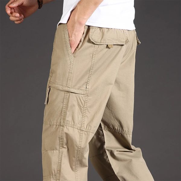 Classic Man Casual Cargo Pantals Papes à fermeture éclair Gros et grands sports extérieurs tenues Khaki Grey Mens pantalon 240329