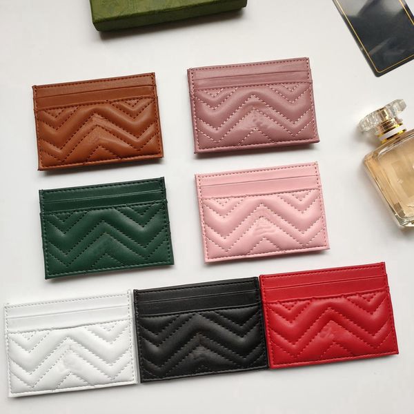 Porte-cartes Marmont classique en cuir complet Zig Zag sac à monnaie porte-clés portefeuille en cuir en gros pour femmes portefeuille court 10 * 7 cm Venez avec la boîte