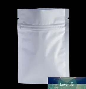 Classique mat blanc refermable feuille d'aluminium fermeture éclair paquet pochette sac de stockage des aliments thé collations à long terme 200 pcs/lot