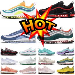 Classic Max 97 Sean Wotherspoon Mens Running Shoes Air 97s Triple Black Sliver Bullet Metalic Gold Golf Nrg MSchf X Inri Jesus Celestial Sneakers Comfort 36-45
