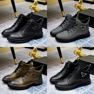 Klassieke herenlaarzen Driehoekslogo Chelsea-laarzen Designerschoenen Leren schoenen Rubberen buitenzool leren schoenen zwarte outdoorlaarzen