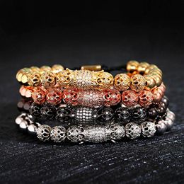 Klassieke mannen Bracelet Homme sieraden Kroon Charms Luxe macrame kralen armbanden voor vrouwen Pulseira masculina feminina geschenken2925