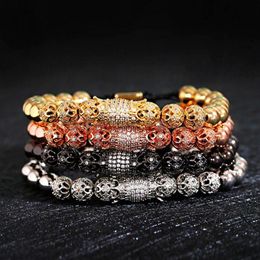 Classique Hommes Bracelet Homme Bijoux Couronne Charmes De Luxe Macramé Perles Bracelets Pour Femmes Pulseira Masculina Feminina Gifts313b