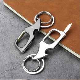 Klassischer Mini-Faltmesser-Schlüsselanhänger für Herren, multifunktionaler 2-in-1-Flaschenöffner aus Metall für den Außenbereich mit zwei Schlüsselringen für Jungengeschenke