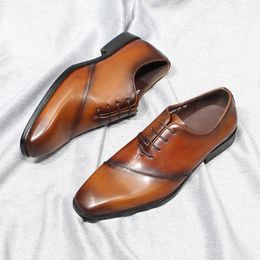 Chaussures habillées à lacets 4050 classiques pour hommes Business Office Footwear Forwear Gentine cuir General Mandmade Wedding Oxfords Mal