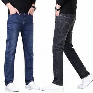 Jeans Slim bleu classique pour hommes quatre mers pantalon en denim extensible régulier Busin Fi Jeans à jambe droite Pluss tailles 28-40 z5QQ #