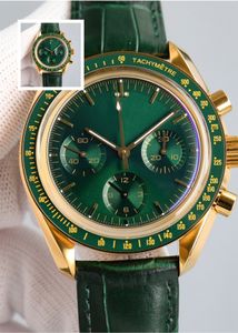 Klassieke groene ronde wijzerplaat voor heren, 41 mm lederen band, vouwgesp, saffierglas, lichtgevend, automatisch mechanisch Montre De Luxe Homme horloge, Dhgate