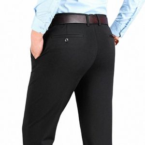 Pantalon classique pour hommes, pantalon de Busin décontracté, extensible, formel, bleu marine, vêtements pour hommes, pantalon droit noir, 94xg #