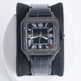 Reloj clásico para hombre, esfera cuadrada negra, cristal de zafiro de 39,8 mm, cierre plegable, movimiento automático Montre De Luxe