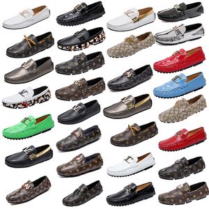 Klassieke Mannen vrouwen Schoenen Loafers Print Echt Leer Slip op Muilezels Designer Metalen gesp Comfortabele casual schoenen Grote maat 35-48