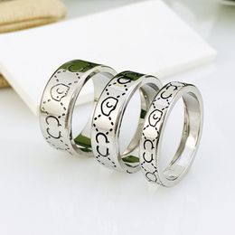 Klassieke heren designer ring liefdesringen voor vrouwen spookschedel luxe ring vergulde vintage zilveren letter mode unisex ring cadeau
