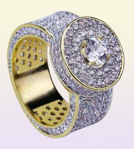 Classique hommes Hip Hop grand 18k véritable plaqué or anneaux cubique zircone diamant bague de mariage cadeau 50393102801898