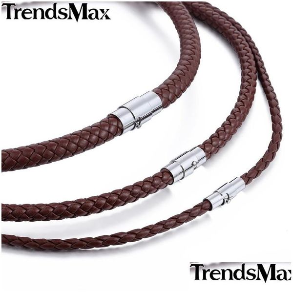 Collier en cuir pour hommes classiques ras du cou noir marron colliers de corde tressée pour hommes cadeaux en gros goutte bijoux masculins goutte Delive Dhgarden Otb8N