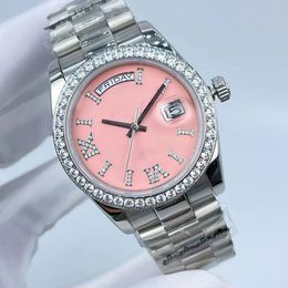 Classic Mens Mechanical Watch 36 mm Mouvement automatique Diamond Montres en acier Strap de luxe pour femmes
